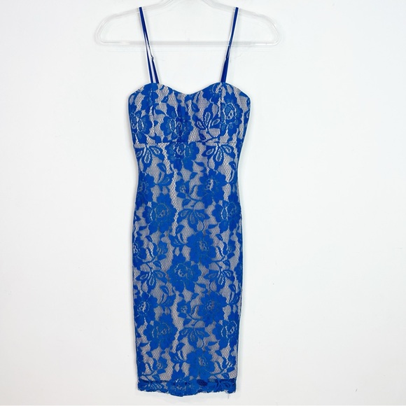 MISS HOLLY BLUE LACE SLEEVELESS PARTY COCKTAIL FORMAL DRESS WOMENS
SZ XS NWT - Picture 1 of 5